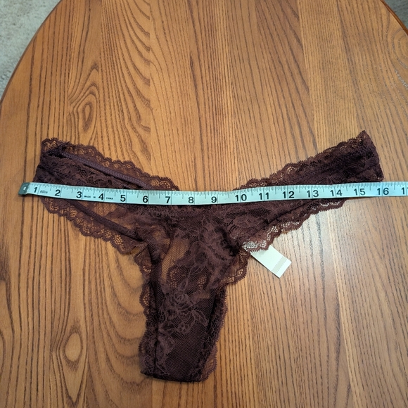 Victoria's Secret high-leg lacy thong pantie, chocolate brown, size L - NEW - Picture 2 of 7
